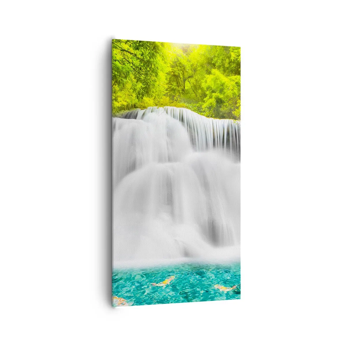 Quadro em tela - Cascata espumosa do verde ao azul - 65x120 cm