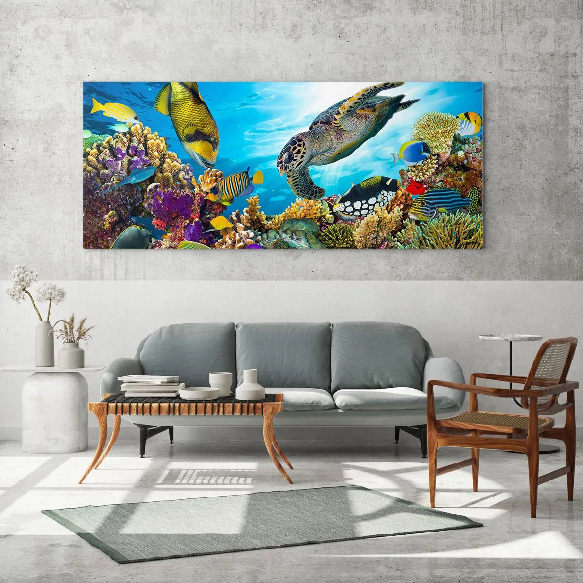 Quadro em vidro - Alameda dos corais - 120x50 cm