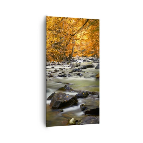 Quadro em tela - Um riacho na floresta dourada - 65x120 cm