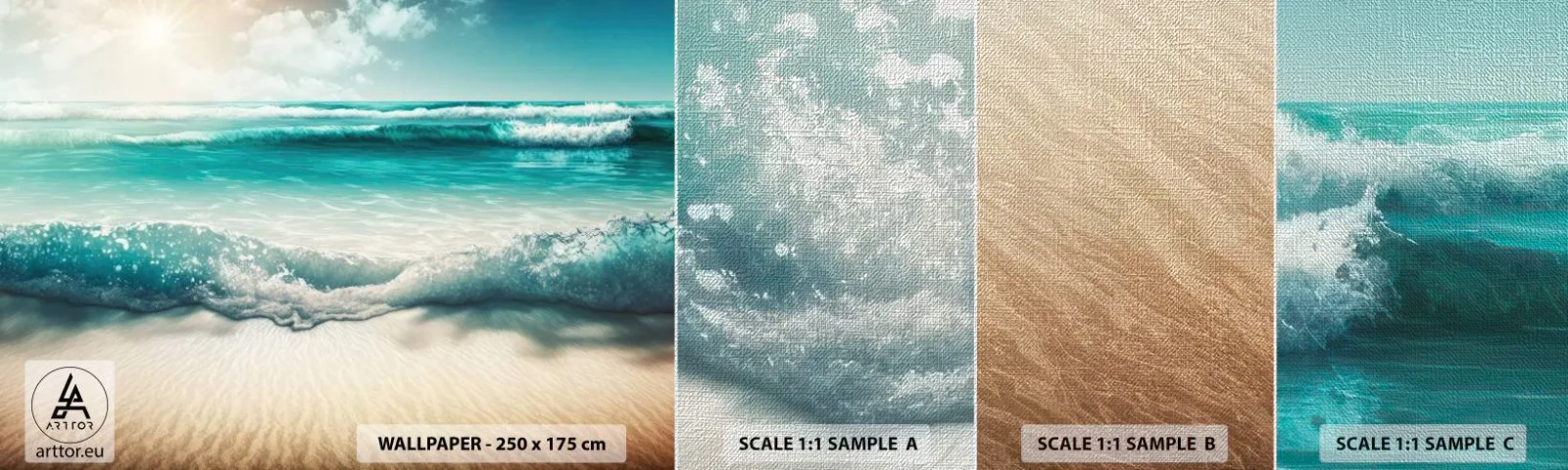 Amostra de papel de parede Premium Canvas - A paz do oceano - Praia, Mar, Borda - 100x30 cm