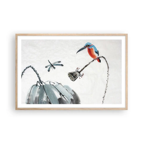 Pôster com moldura de carvalho claro - A vida do prado - 91x61 cm