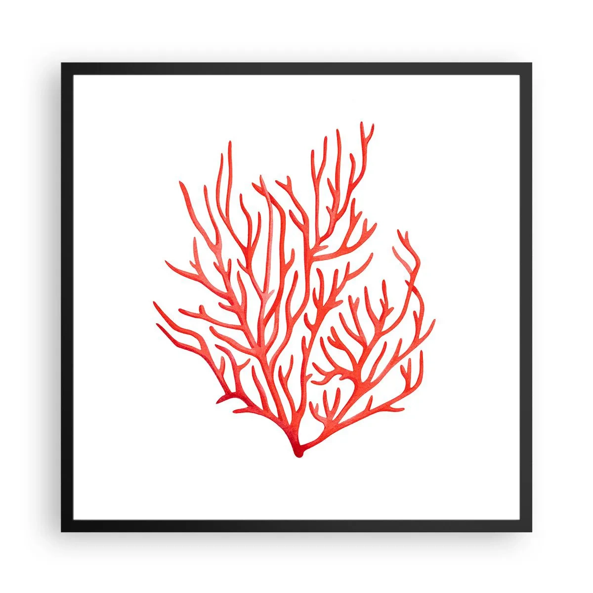 Pôster com moldura preta - Filigrana coral - 60x60 cm