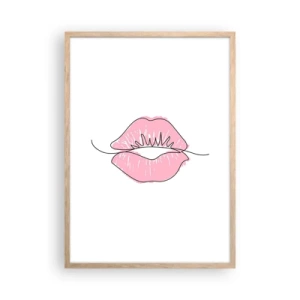 Pôster com moldura de carvalho claro - Pronto para beijar? - 50x70 cm