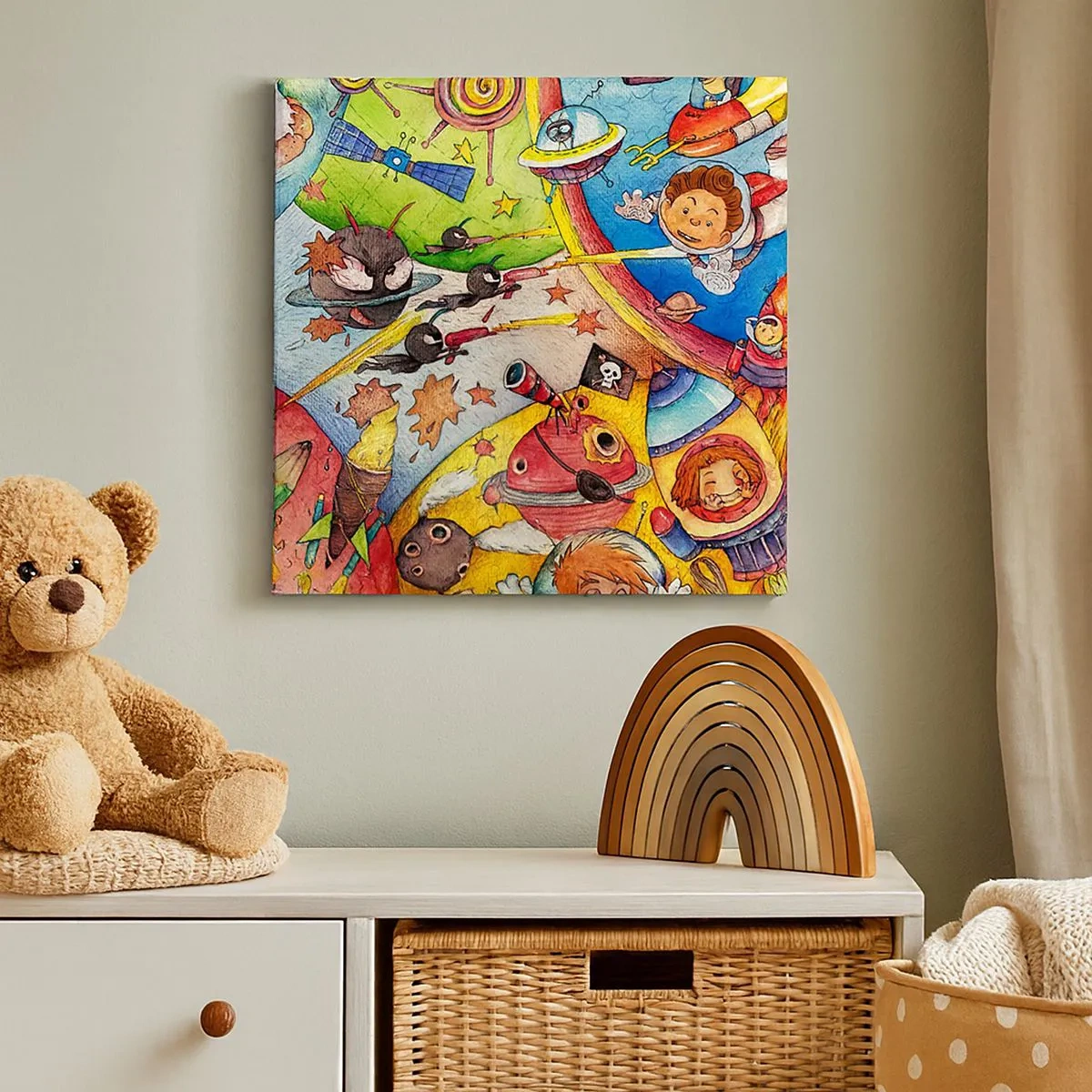 Quadro em tela - Uma grande aventura espacial - 30x30 cm