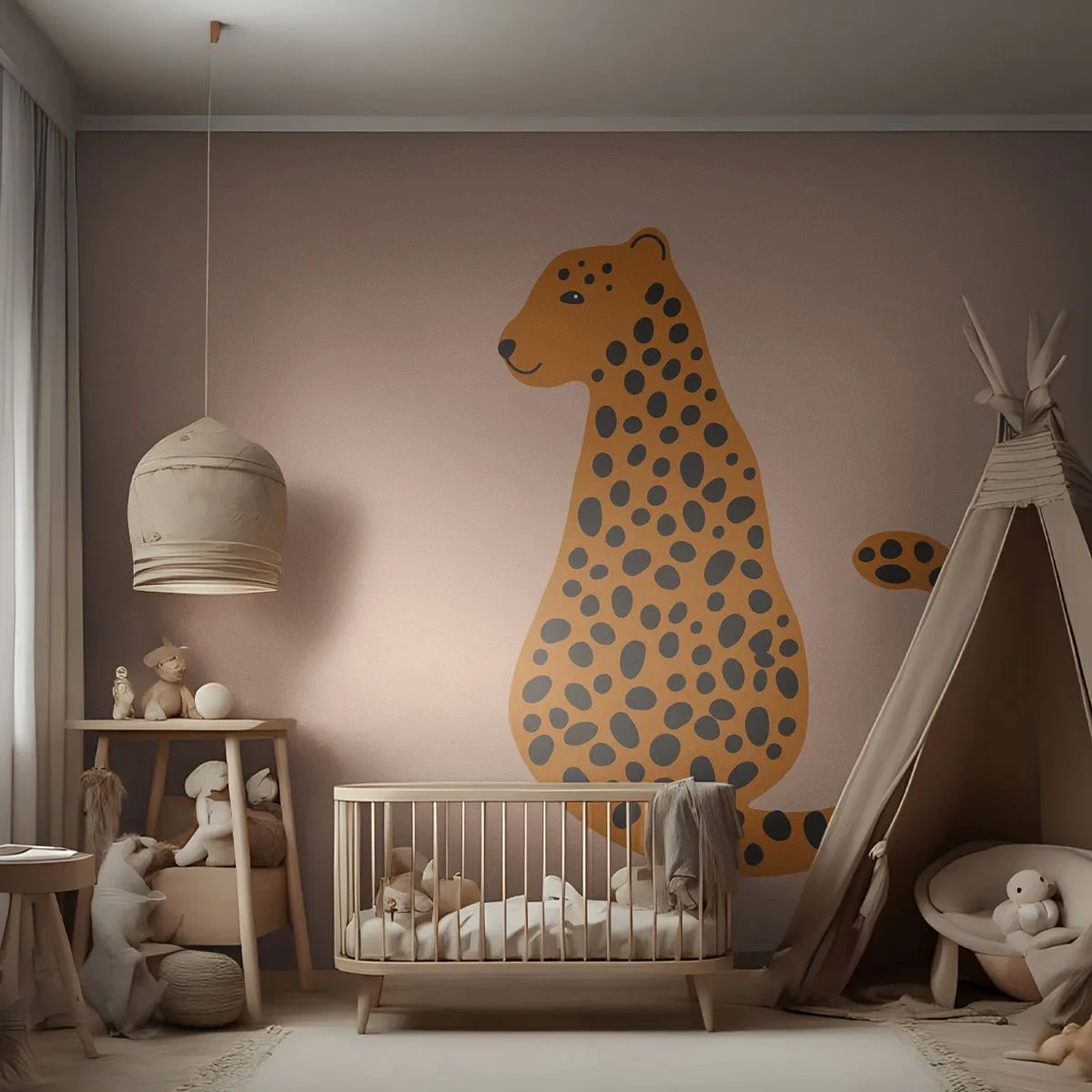 Papel de Parede Autocolante Deluxe Sticker - A estampa de leopardo está na moda - Para crianças, Pantera, Animais - 250x175 cm