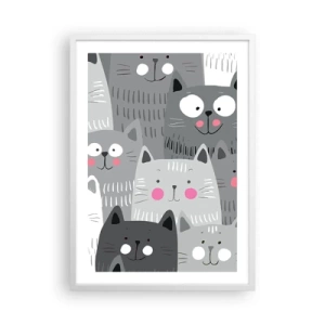 Pôster em moldura branca - O mundo dos gatos - 50x70 cm