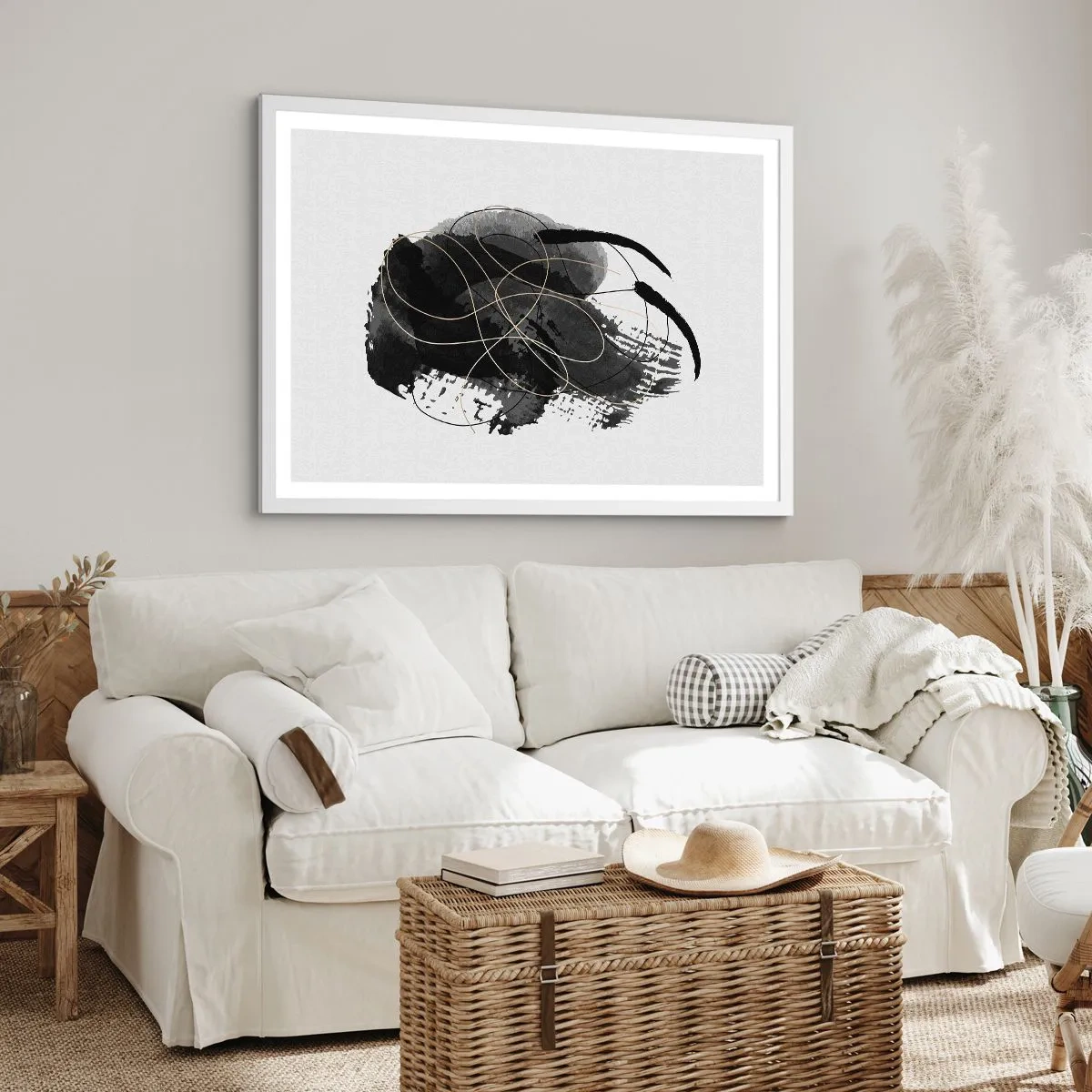 Pôster em moldura branca - Emergido do preto - 91x61 cm