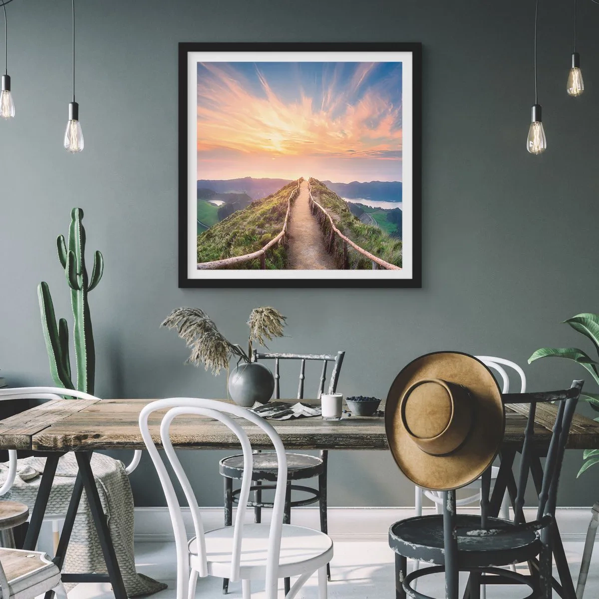 Pôster com moldura preta - Perto do céu - 50x50 cm