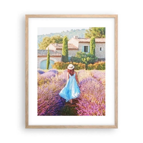 Pôster com moldura de carvalho claro - Menina Lavanda - 40x50 cm