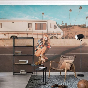 Papel de Parede Autocolante Deluxe Sticker - Sorria, por favor! - Paisagem, Campista, Mulher - 450x315 cm