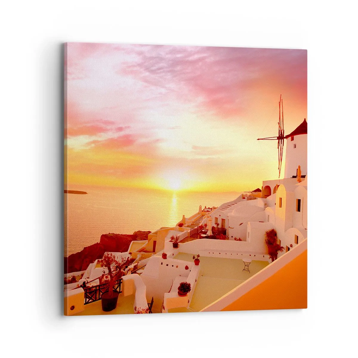 Quadro em tela - Derreter em branco e ouro - 70x70 cm