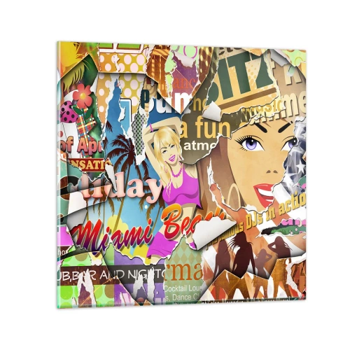 Quadro em vidro - Flashbacks das férias - 30x30 cm