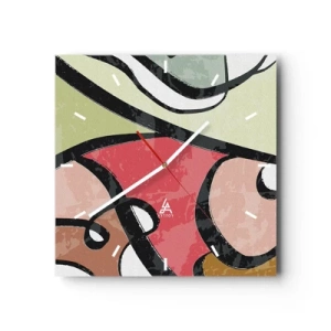 Relógio de parede - Relógio em vidro - Piruetas entre cores - 30x30 cm