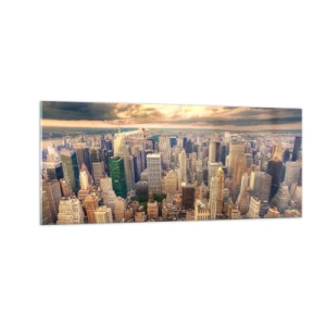 Quadro em vidro - Metrópole dourada - 100x40 cm
