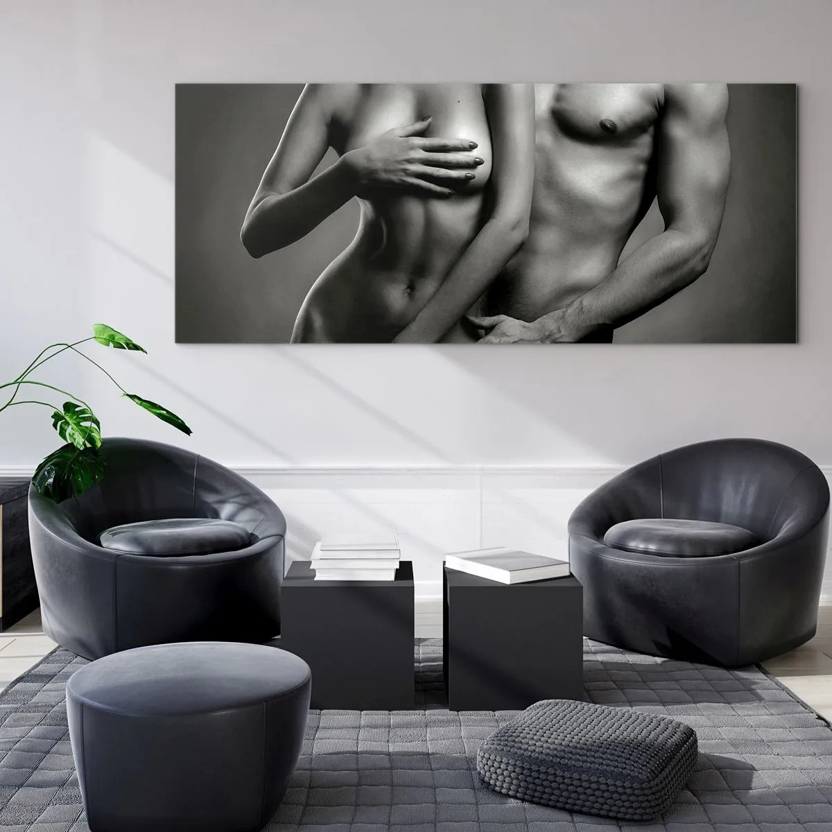 Quadro em vidro - Adão e Eva - 100x40 cm