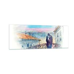 Quadro em vidro - Amantes parisienses - 140x50 cm
