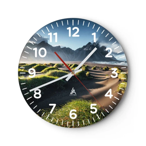 Relógio de parede - Relógio em vidro - Harmonia dos elementos da natureza - 30x30 cm