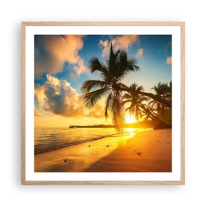 Pôster com moldura de carvalho claro - Um sonho caribenho - 60x60 cm