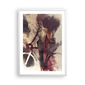 Pôster em moldura branca - Uma alma de bicicleta em formas de mármore - 50x70 cm