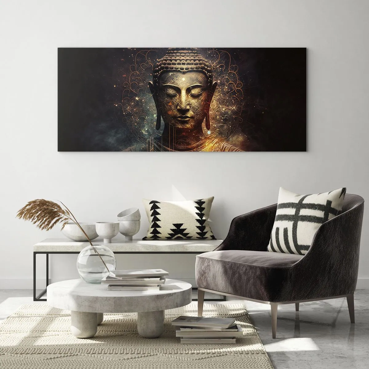 Quadro em vidro - Equilíbrio espiritual - 100x40 cm