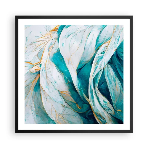 Pôster com moldura preta - Abstração azul com lema dourado - 60x60 cm