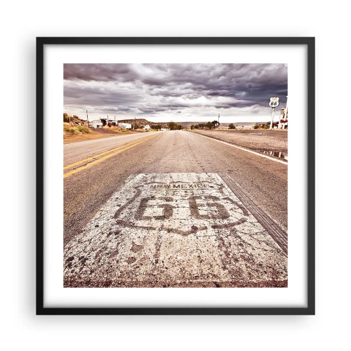 Pôster com moldura preta - Mother Road - uma lenda americana - 50x50 cm