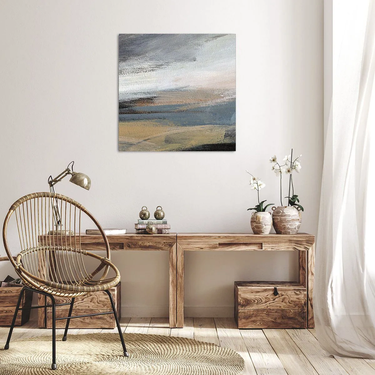 Quadro em tela - Abstração: paisagem do norte - 40x40 cm