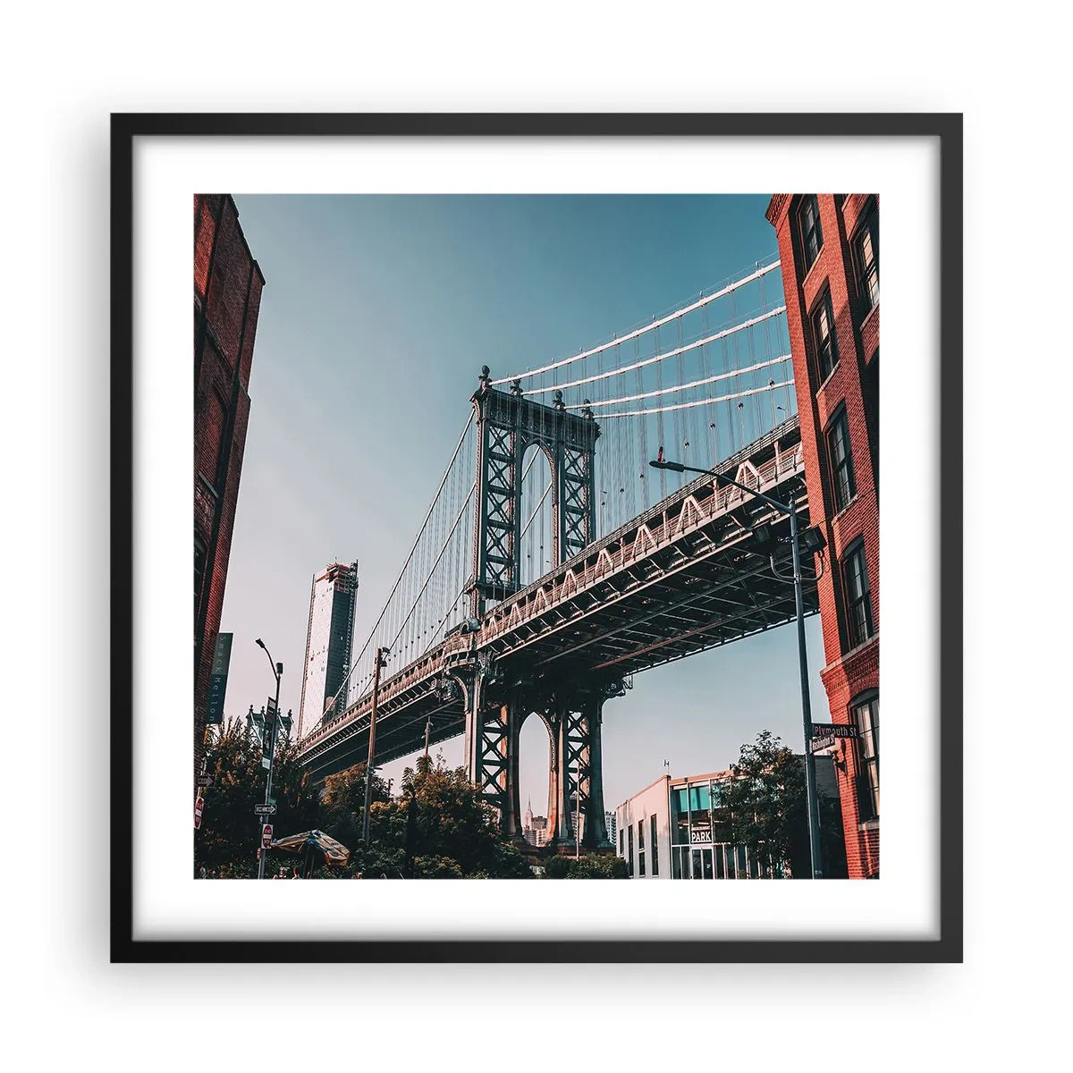 Pôster com moldura preta - Sobre as ondas da cidade - 50x50 cm