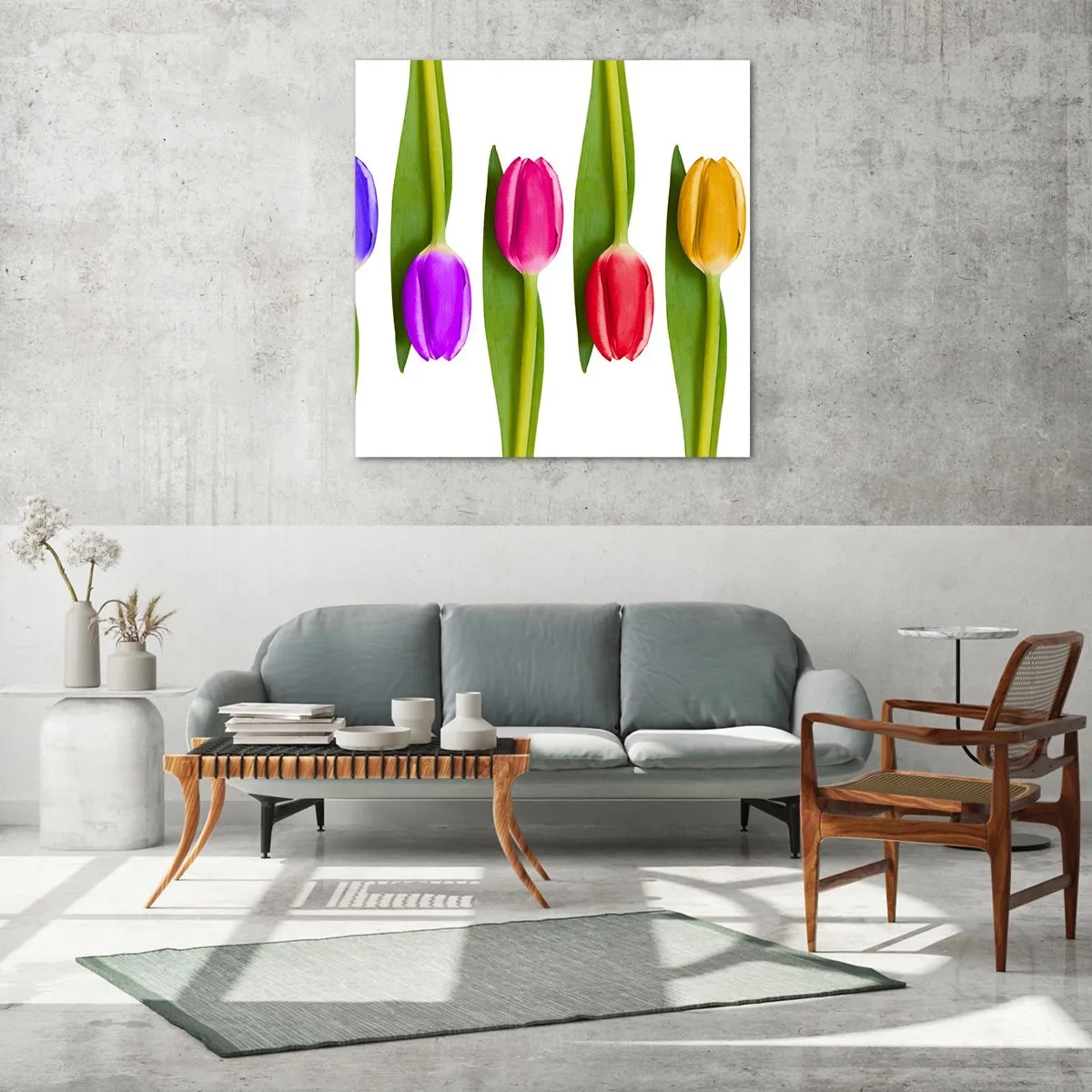 Quadro em vidro - Composição arco-íris - 30x30 cm