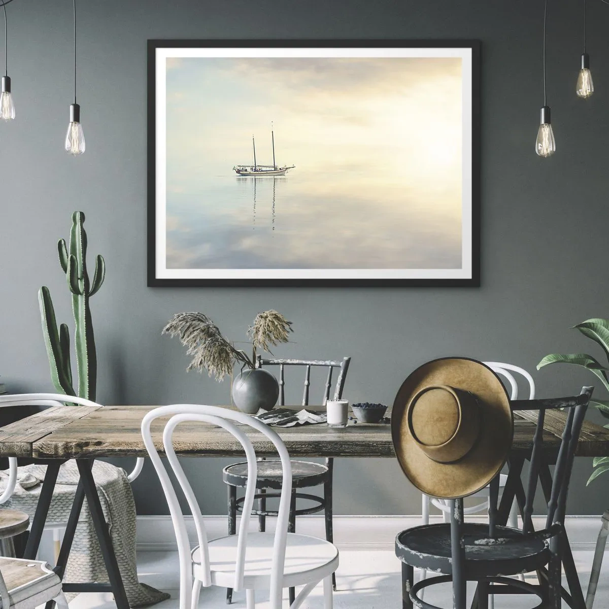 Pôster com moldura preta - Num mar de silêncio - 40x30 cm