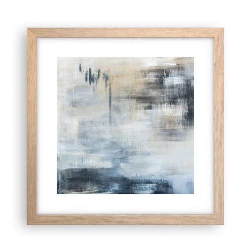 Pôster com moldura de carvalho claro - Atrás da cortina azul - 30x30 cm