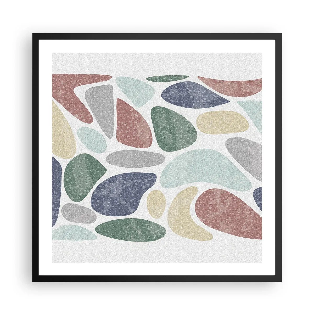 Pôster com moldura preta - Um mosaico de cores em pó - 60x60 cm