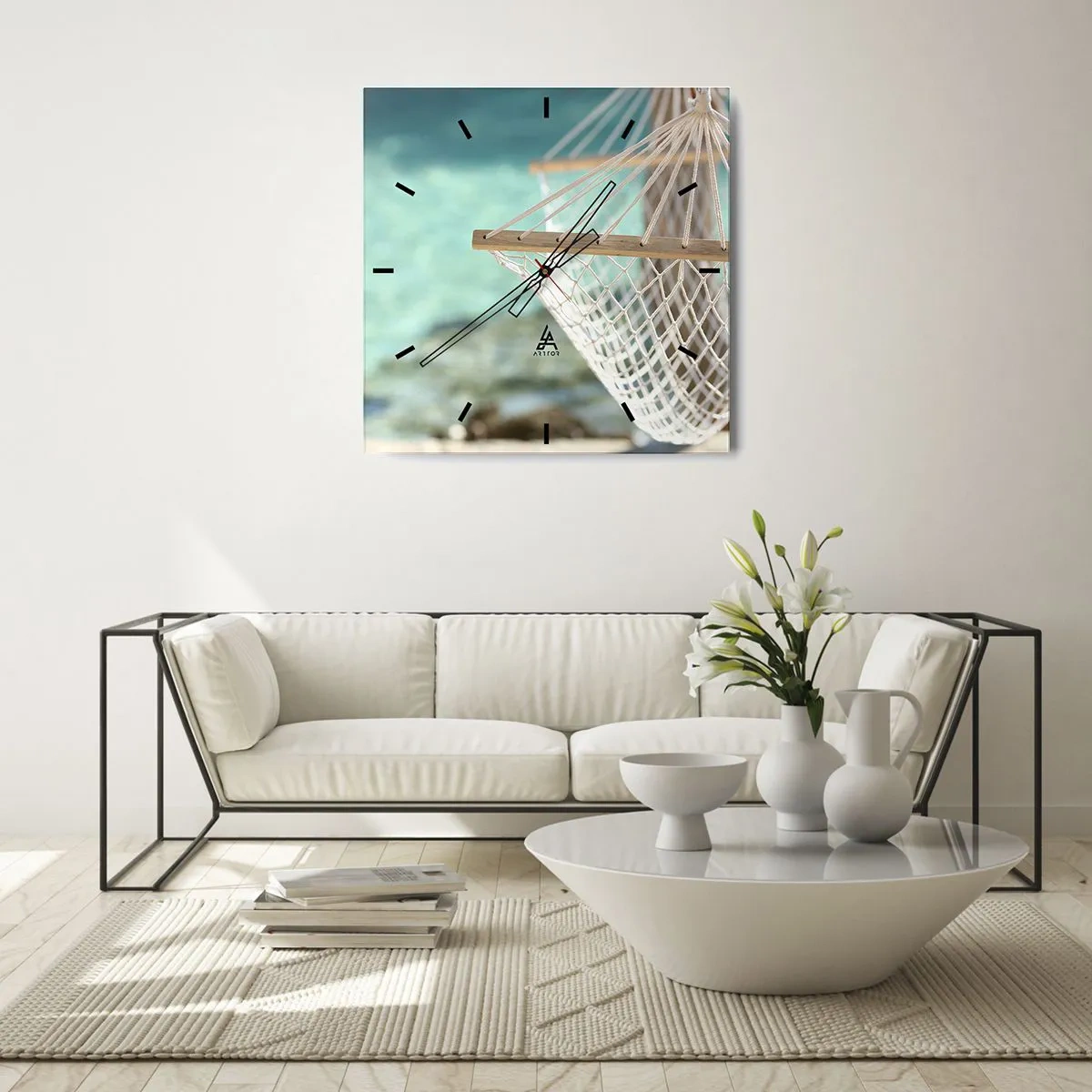 Relógio de parede - Relógio em vidro - Hora de relaxar - 30x30 cm