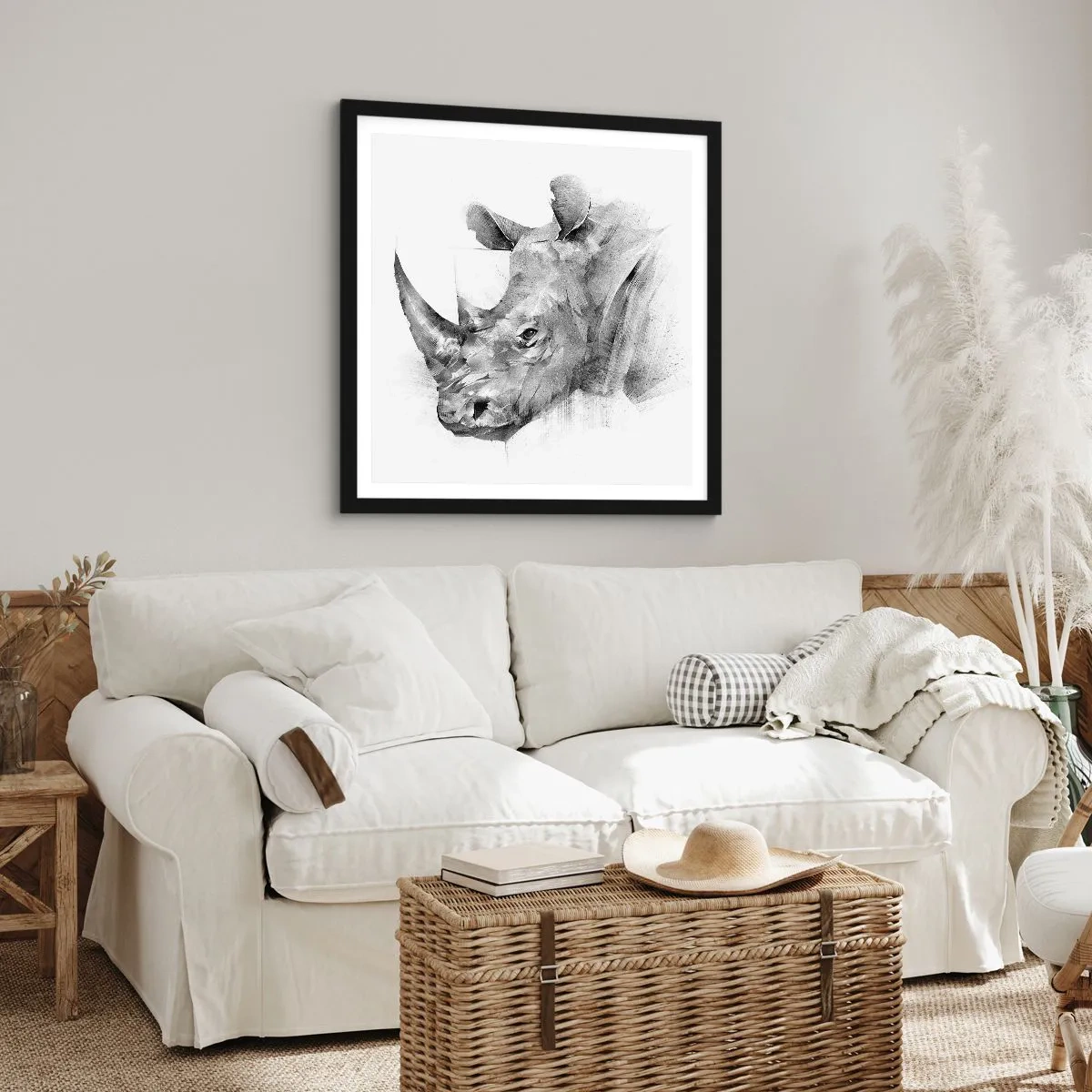 Pôster com moldura preta - Retrato africano - 50x50 cm