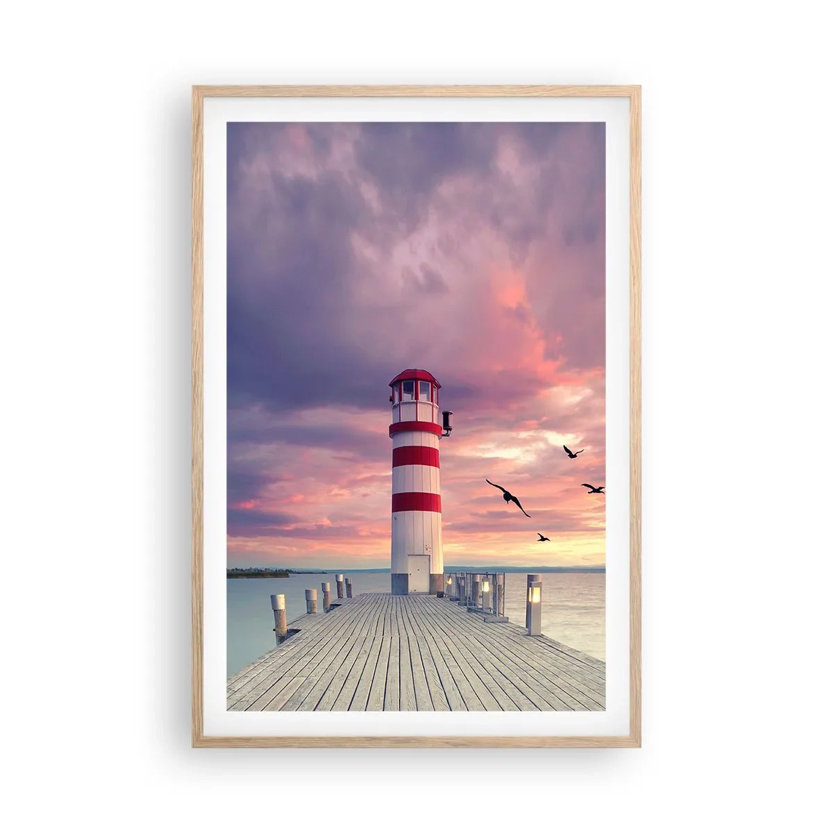 Pôster com moldura de carvalho claro - Hora de ir ao porto - 61x91 cm