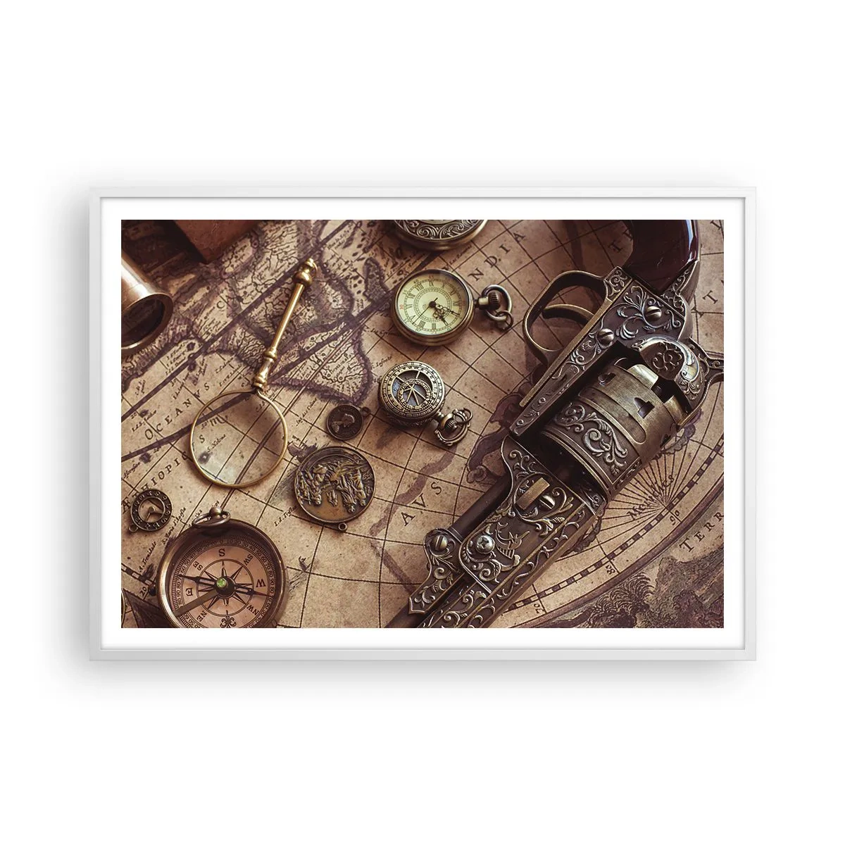 Pôster em moldura branca - A aventura nos chama - 100x70 cm