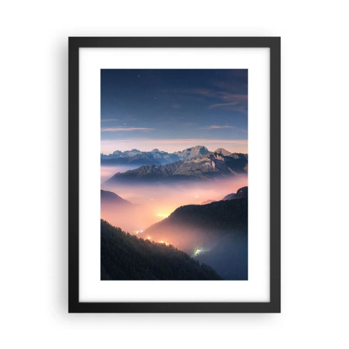 Pôster com moldura preta - Luz nos vales - 30x40 cm