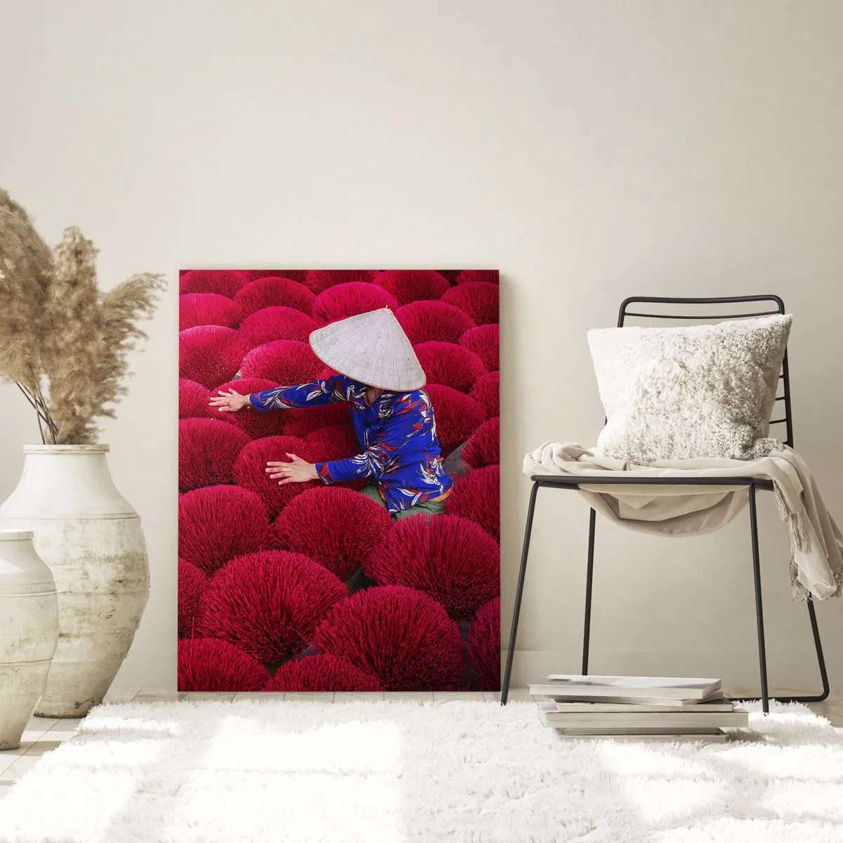 Quadro em vidro - No campo de arroz - 50x70 cm