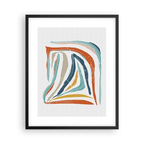 Pôster com moldura preta - Abstração com um sorriso amigável - 40x50 cm