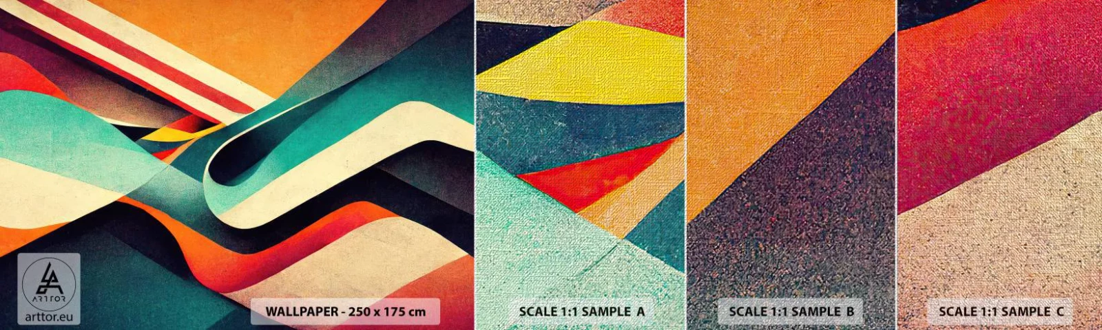 Amostra de papel de parede Premium Canvas - Composição intensa - Abstração, Pedaço, Linhas - 100x30 cm