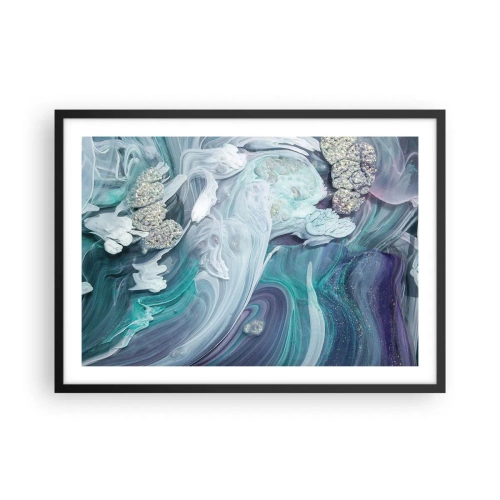 Pôster com moldura preta - Correntes de azul - 70x50 cm