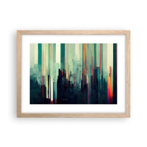 Pôster com moldura de carvalho claro - Cidade futurista - 40x30 cm