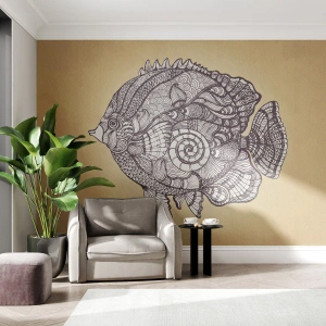 Papel de Parede Premium Canvas - De um oceano de enfeites - Peixe, Ornamento, Decoração - 400x280 cm