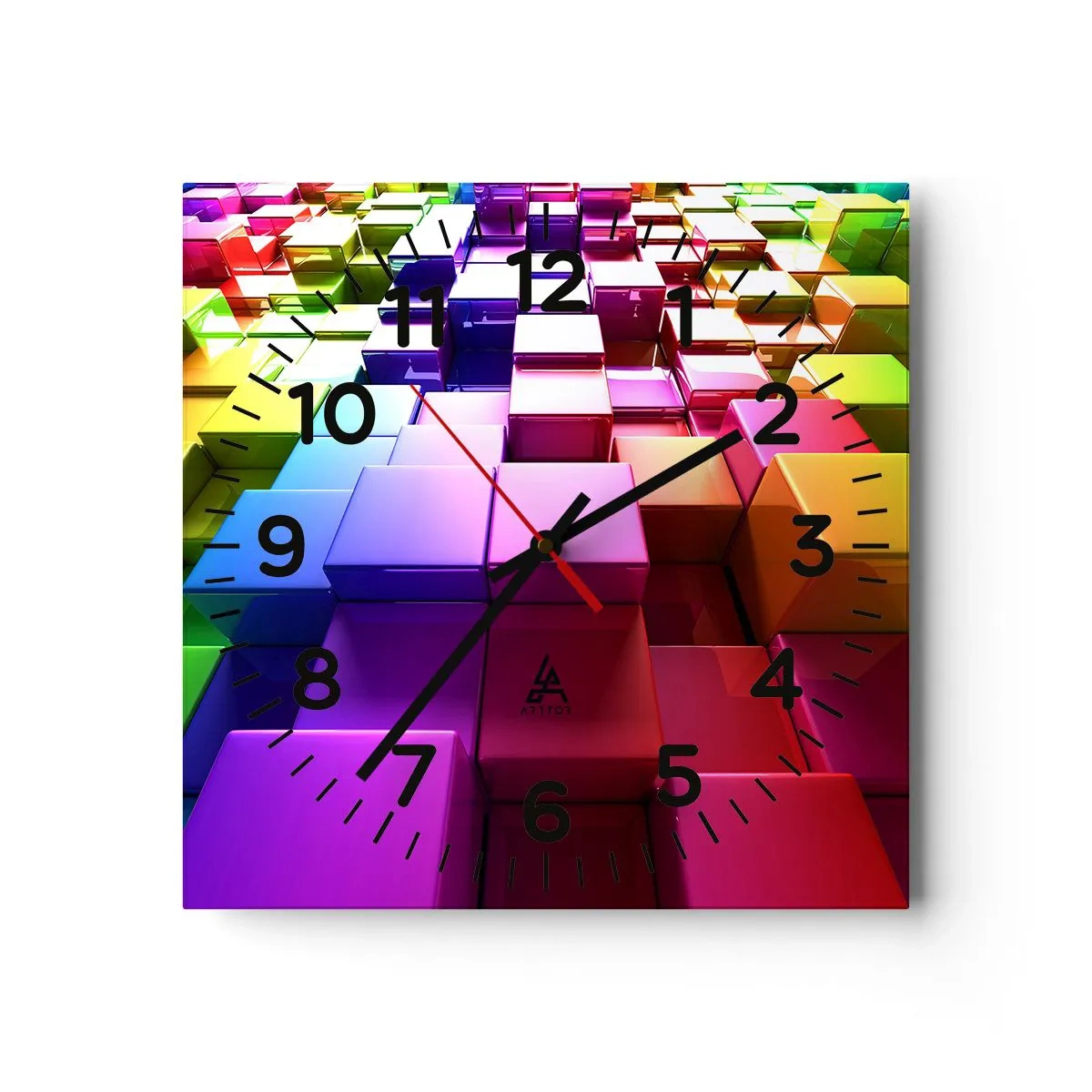 Relógio de parede - Relógio em vidro - Op-art juntos como uma equipa - 40x40 cm