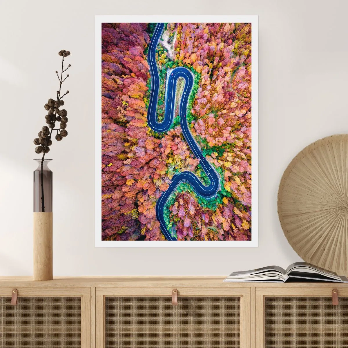 Pôster - Estrada sinuosa pela floresta - 40x50 cm