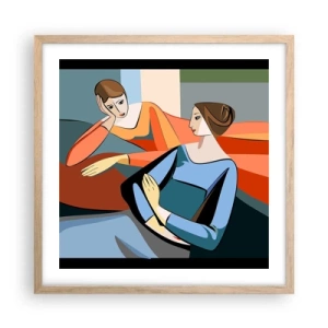Pôster com moldura de carvalho claro - Um momento de confiança - 50x50 cm