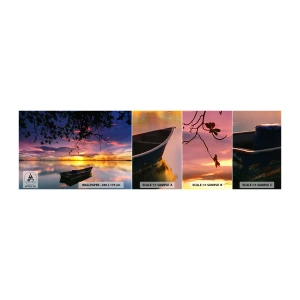 Amostra de Papel de Parede Standard Eco - Parece que estás pendurado no meio do céu… - Paisagem, Pôr do sol, Lago - 100x30 cm