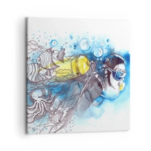 Quadro em tela - Azul Infinito - 50x50 cm