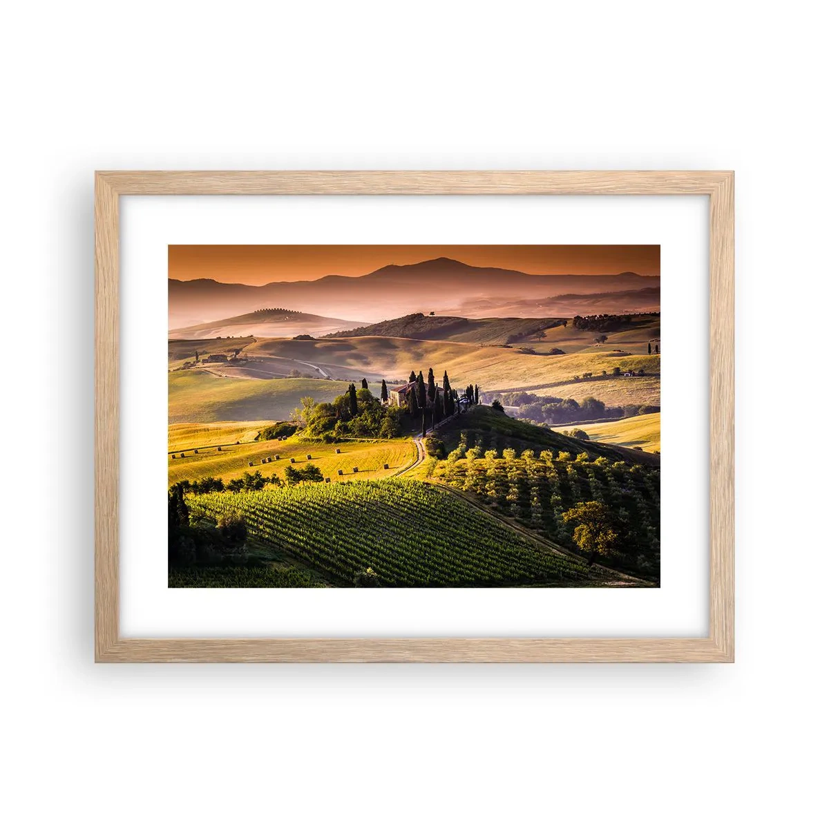 Pôster com moldura de carvalho claro - Arcádia - Paisagem toscana - 40x30 cm