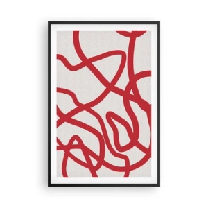 Pôster com moldura preta - Vermelho em branco - 61x91 cm